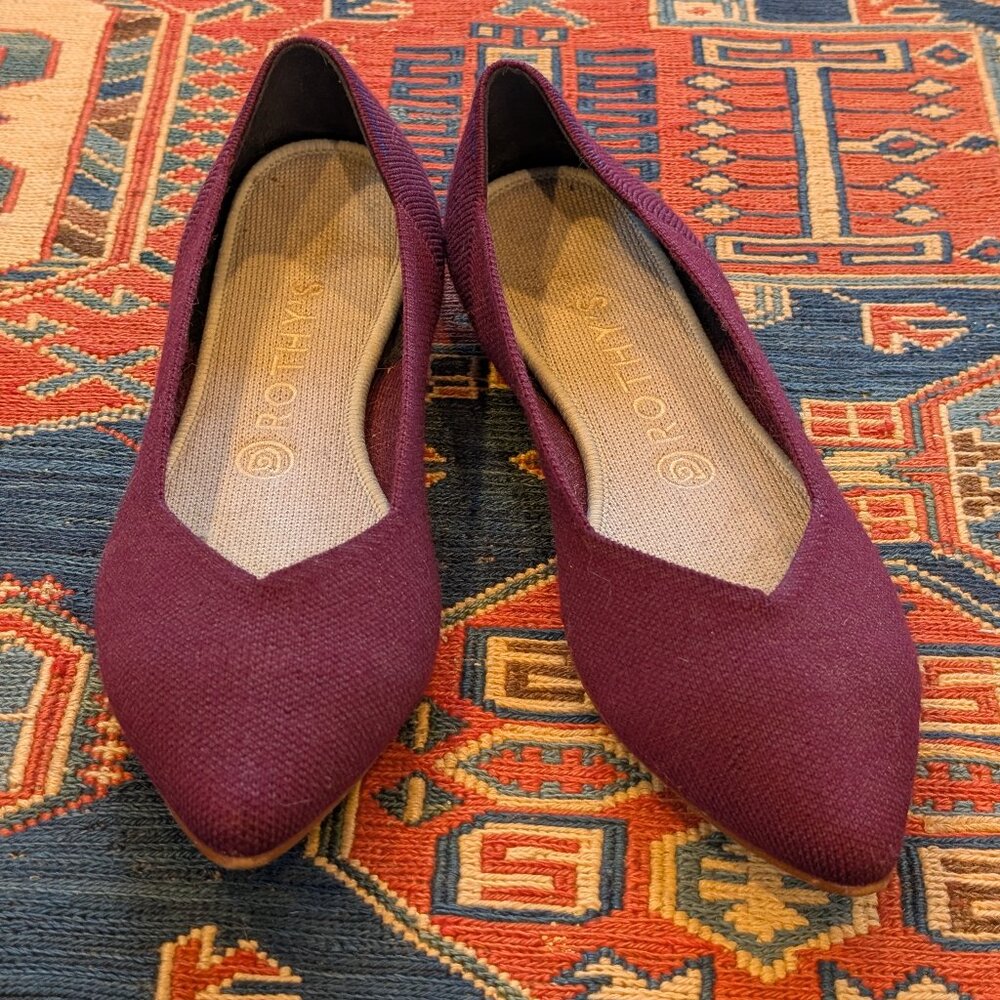 Rothys pointed flats, merina wool sz 9, purple